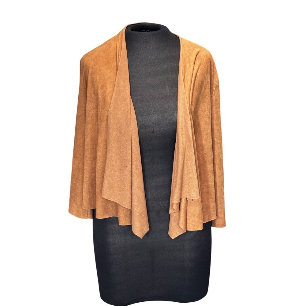 Alex & Olivia Small Camel Brown Open Front Cardigan